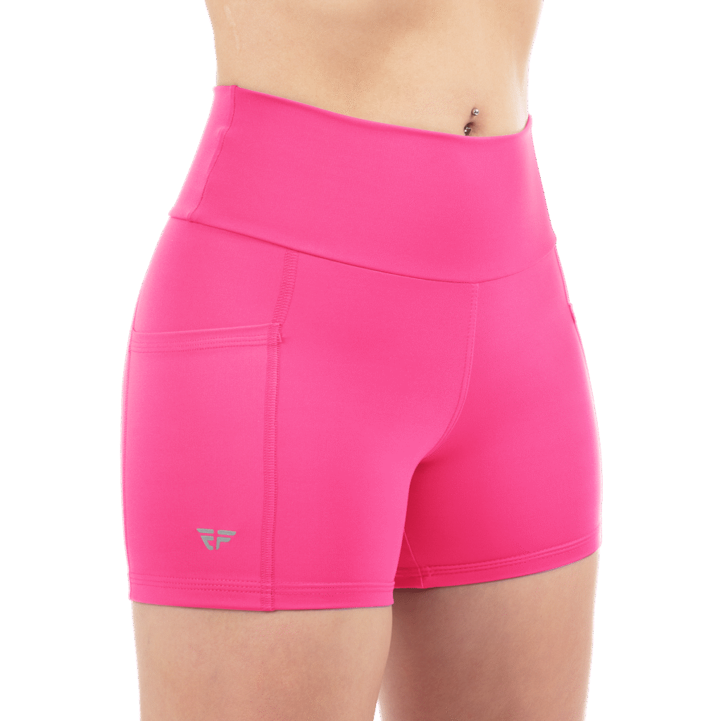 Shorts Academia Fitness Corrida Feminino Com Bolsos Cós Alto - Rosa, P