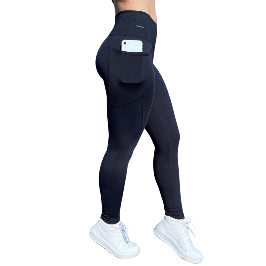 Calça Legging Suplex Poliamida Com Bolso Lateral Corrida - Preto, GG 48-50