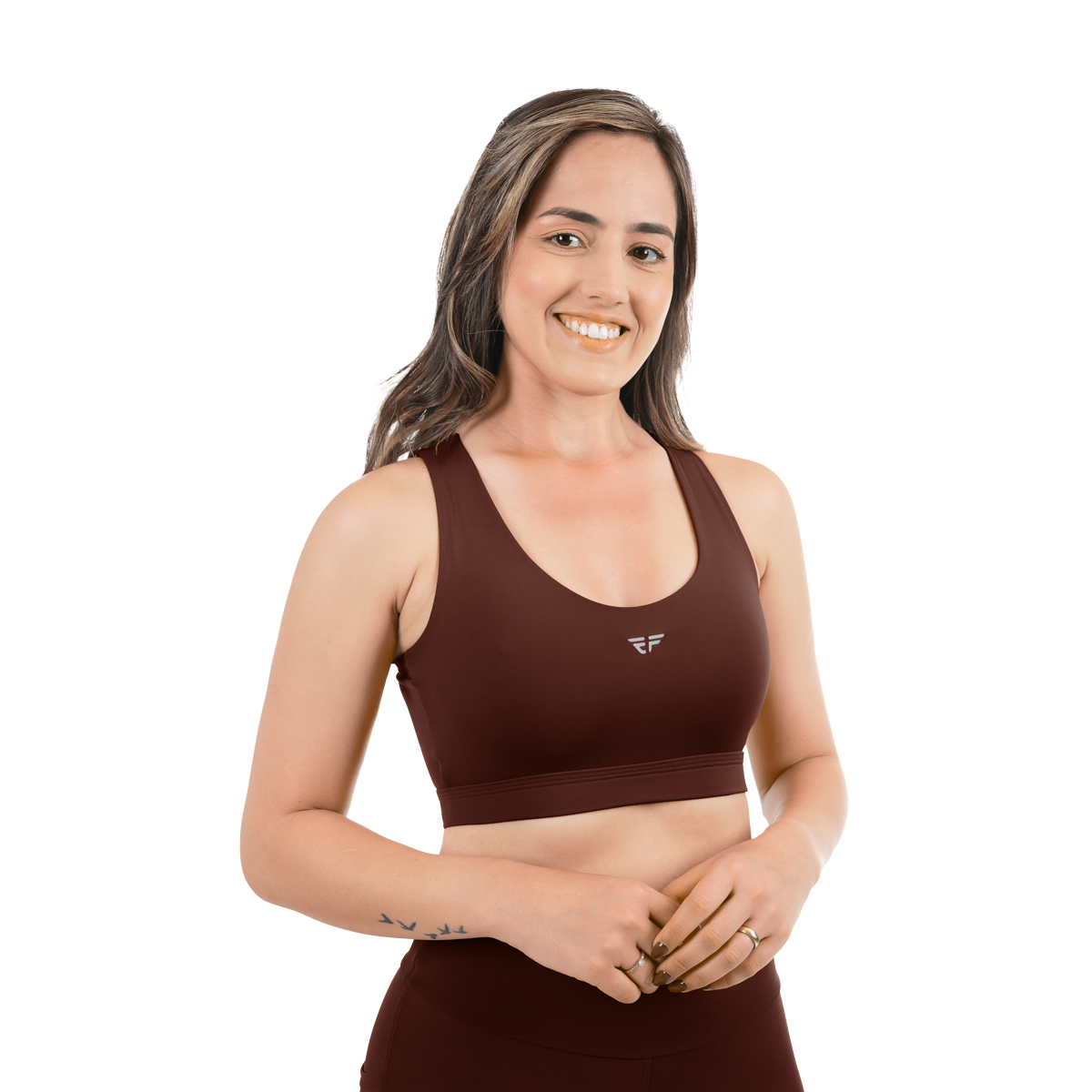 Top Alta Sustentação Academia Regulador Treino Corrida - Marrom, GG 48-50