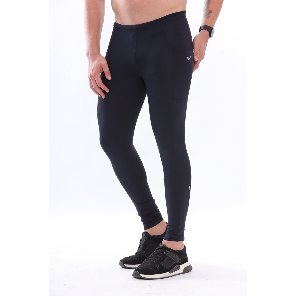 Calça Legging Masc Compressão Corrida Pro Racing Com Bolsos - Preto, G 44-46